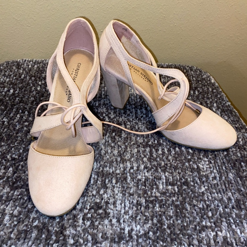 Chunky blush heels